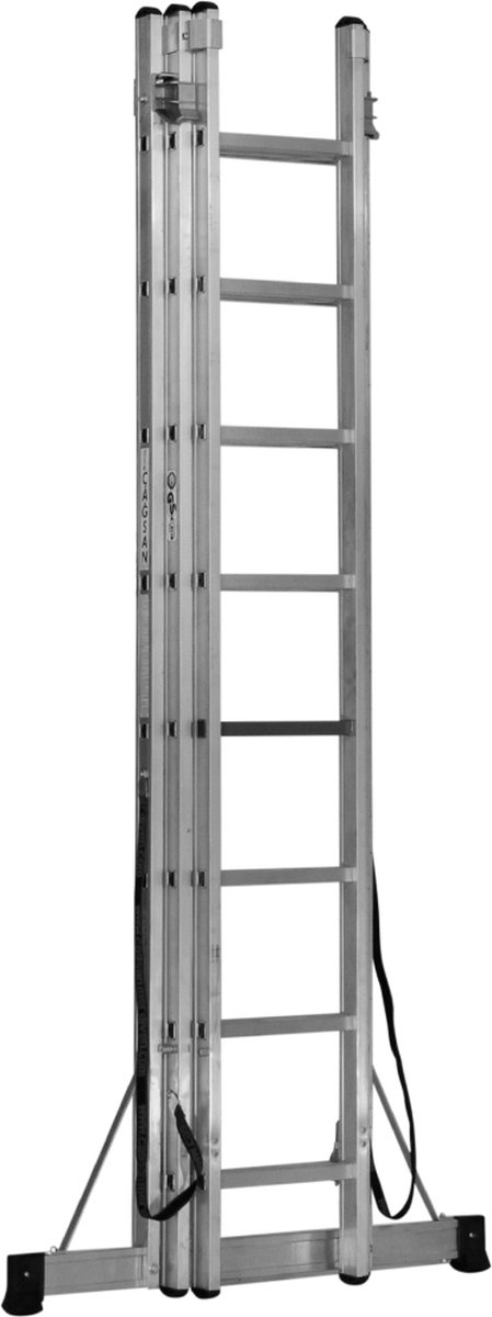 Professionele Reformladder | 3-delig | 3x8 treden | Aluminium | Anti slip | EN 131-1 + 2, NEN 2484, TÜV en GS gecertificeerd