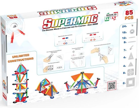 Magneet speelgoed Supermag Multicolor 85 SM0658 Multikleur