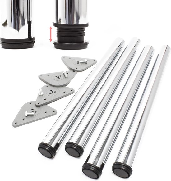 N-tafelpoot zwart (set) - taps - 72 cm - b: 74-78 cm bij