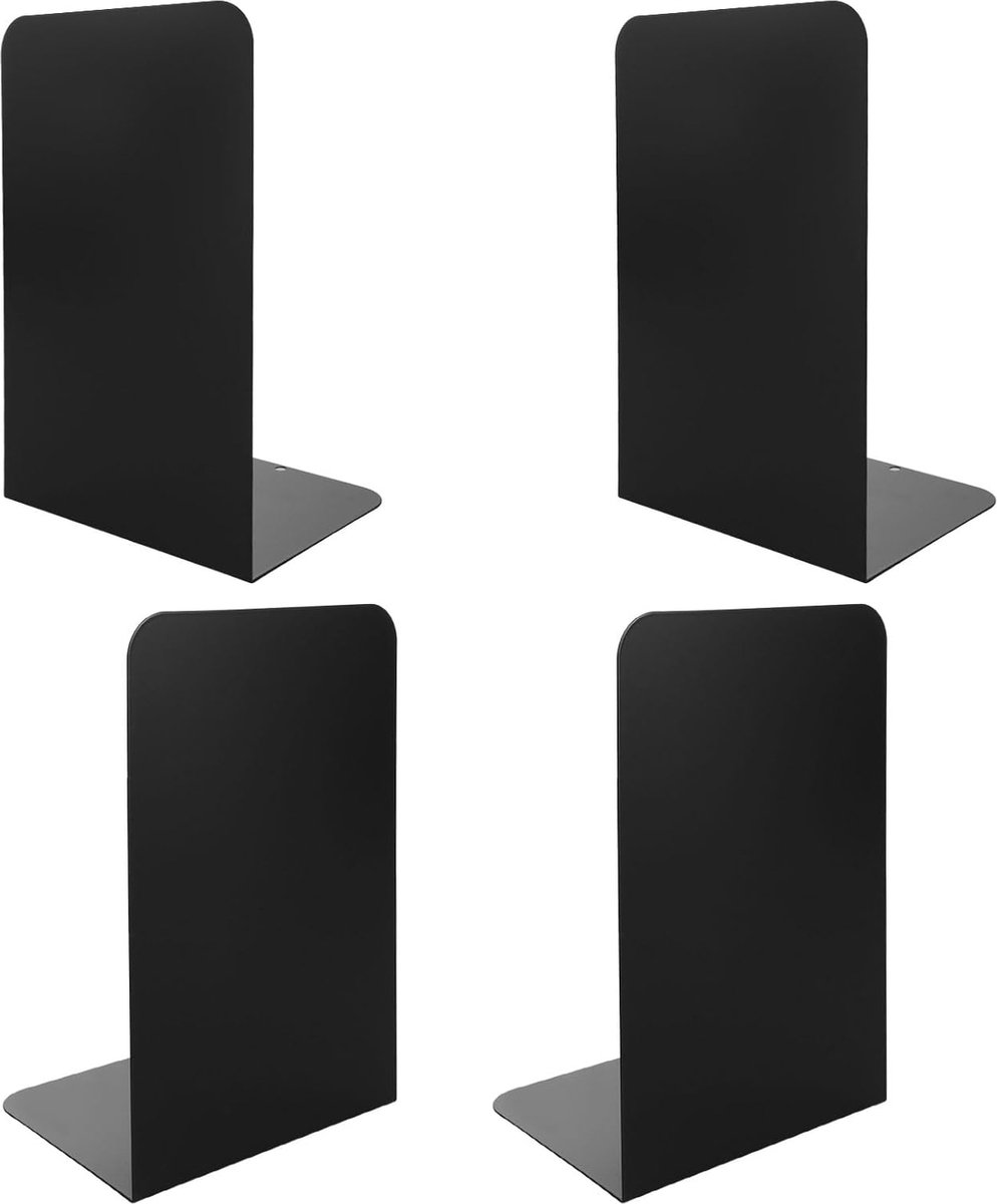 Goodivery ® Set van 4 Zware Metalen Boekensteunen met Antislip Onderkant voor Thuis en Kantoor