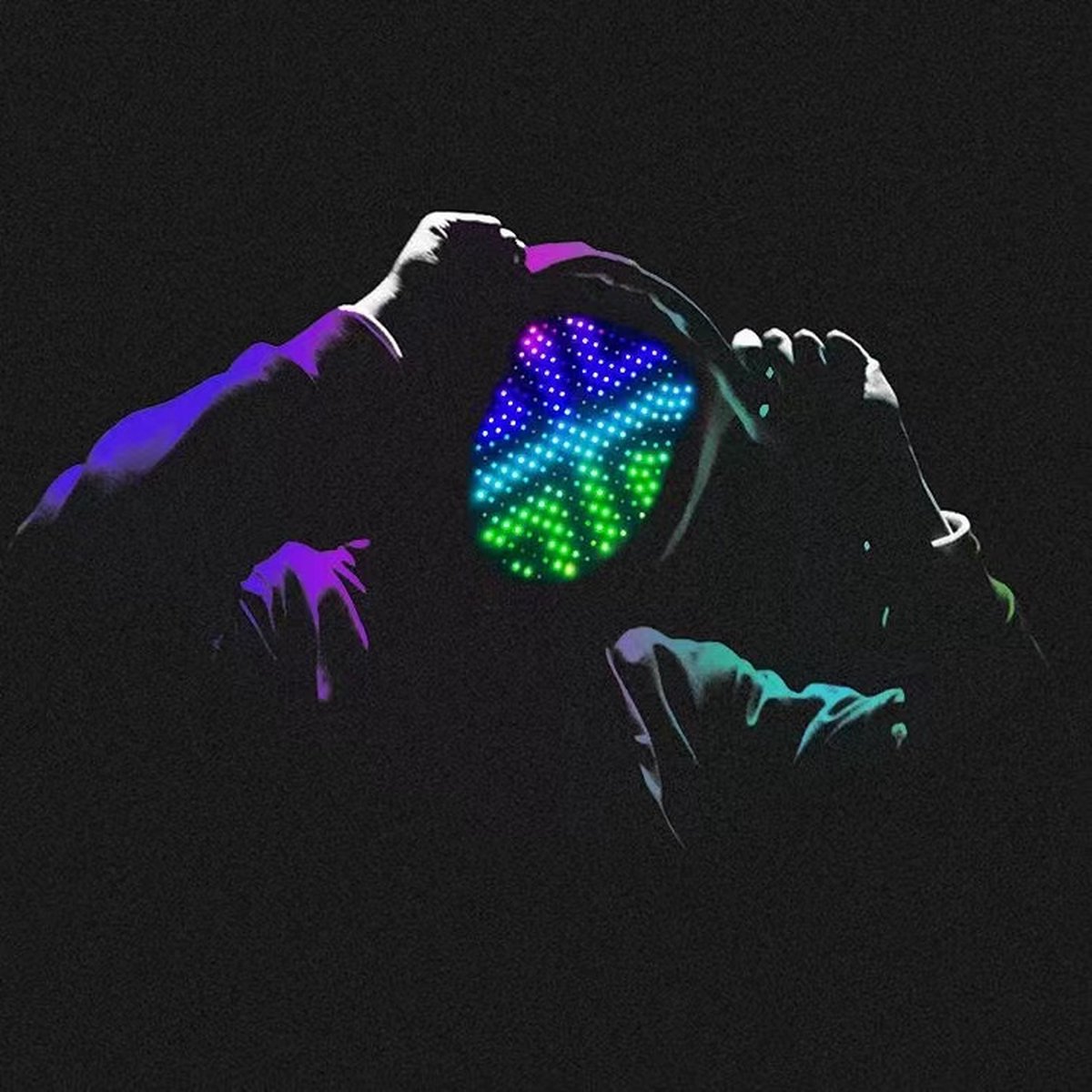 LED masker - Verkleed masker - Festival gadgets - Met sensor - USB-C - Zwart — afbeelding 6