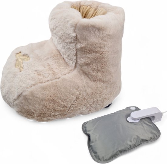 Luxema Elektrische Voetenwarmer - Draadloos - Wasbaar - Voetenkruik - Warmwaterkruik - Beige
