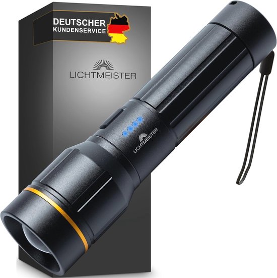 LICHTMEISTER Zaklmap LED oplaadbaar - 2000 lumen, 5000 mAh batterij