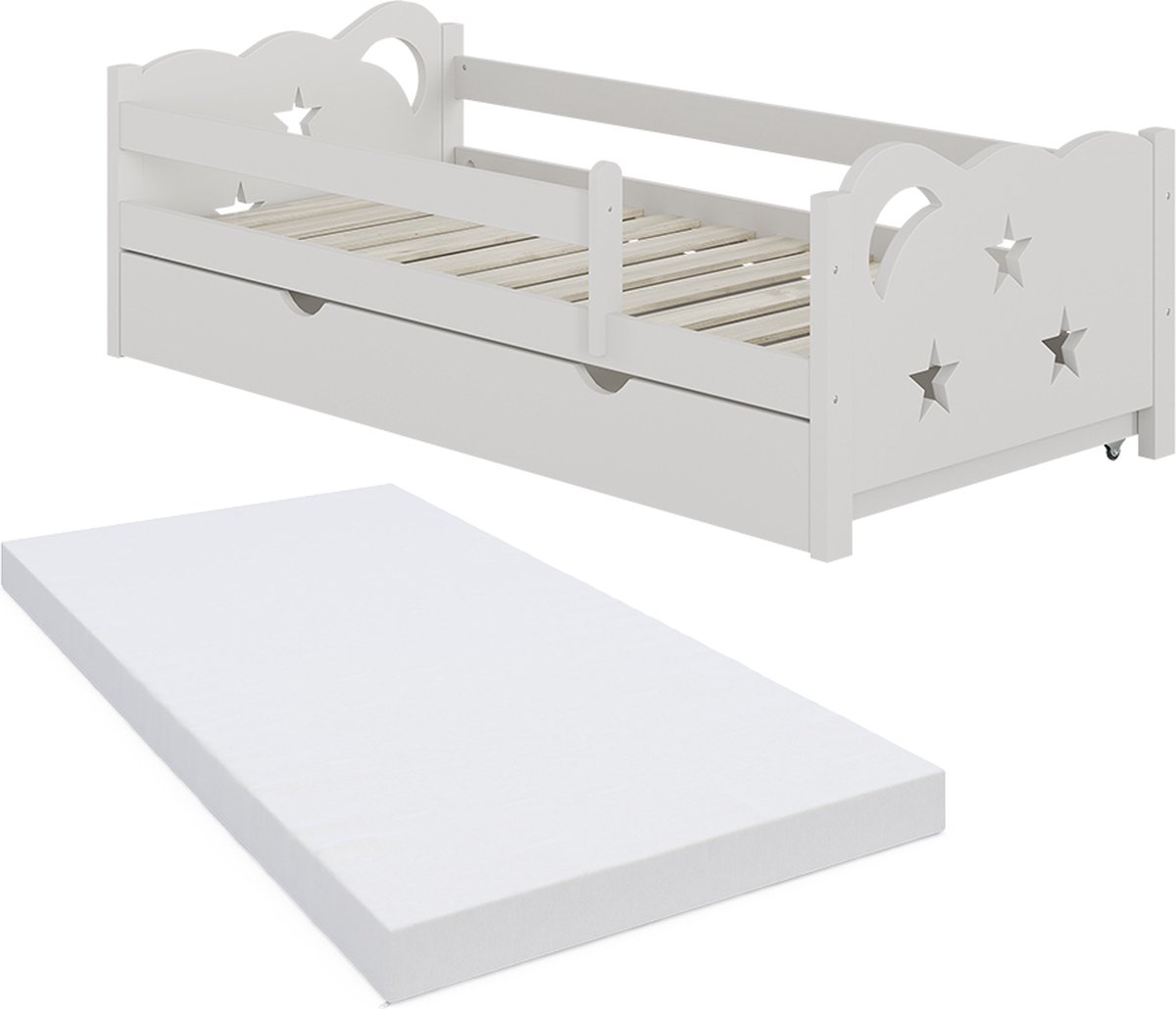vitalispa Jessica Kinderbed – 80x160 cm met lade en matras Wit