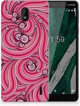 Nokia 1 Plus Uniek TPU Hoesje Swirl Pink