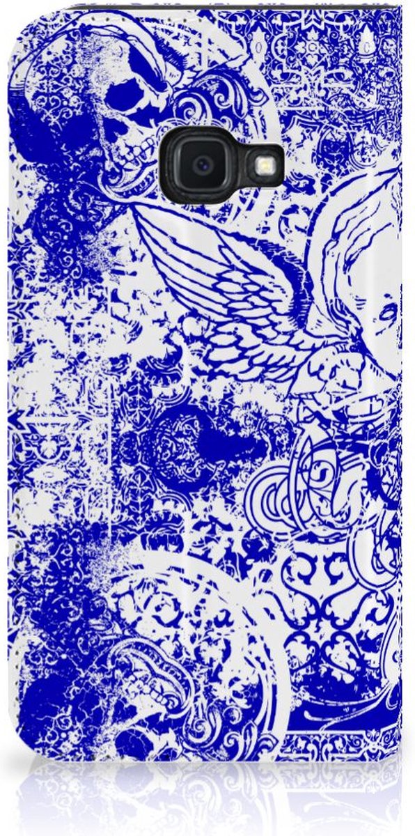 Mobiel BookCase Samsung Galaxy Xcover 4s Angel Skull Blauw