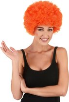 Vegaoo - Oranje afro clownspruik voor volwassenen