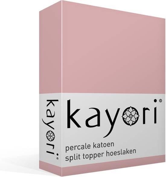 Kayori Shizu - Percale katoen - Split-topper - Hoeslaken - Tweepersoons - 160x210 cm - Mauve