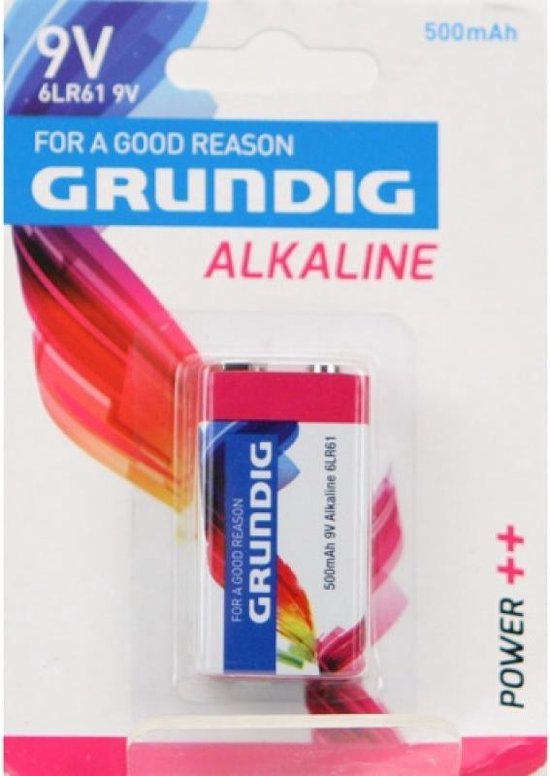 Grundig 9V Alkaline Batterij - 1 stuk - 500 mAh