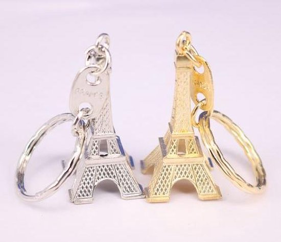 2 stuks sleutelhanger Eiffeltoren - Parijs zilverkleurig en goudkleurig