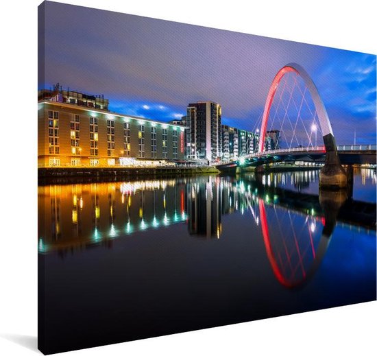 Le pont Clyde Arc à Glasgow avec un ciel coloré Toile 140x90 cm - Tirage photo sur Toile (Décoration murale salon / chambre) / Villes européennes Peintures sur toile