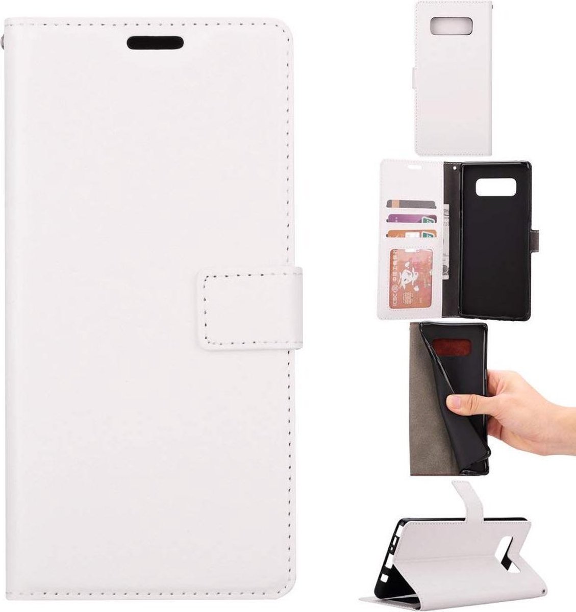 Telefoonhoes Geschikt voor: Samsung Galaxy S8 portemonnee hoesje - Wit