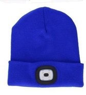 Beanie Muts met hoofdlamp 4led- Blauw