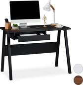 Relaxdays bureau - computertafel - computerbureau - uitschuifbaar - laptopbureau - tafel - Zwart / zwart