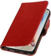 Zakelijke Book Case Telefoonhoesje Geschikt voor de Samsung Galaxy S7 Edge Plus G938F - Portemonnee Hoesje - Pasjeshouder Wallet Case - Rood