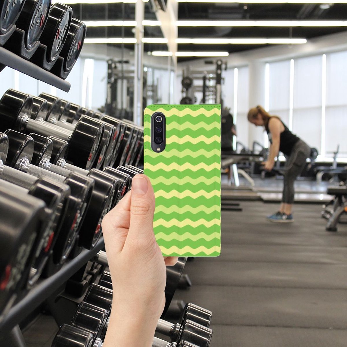 Xiaomi Mi 9 Hoesje met Magneet Waves Green