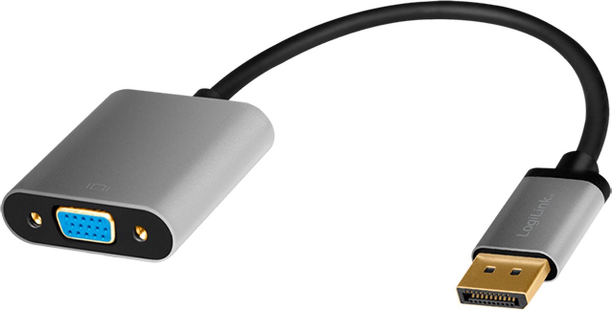 LogiLink CDA0109 tussenstuk voor kabels DisplayPort VGA Zwart, Grijs