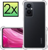 Hoes Geschikt voor OPPO Reno 8 Lite Hoesje Siliconen Cover Shock Proof Back Case Shockproof Hoes - Transparant - 2x