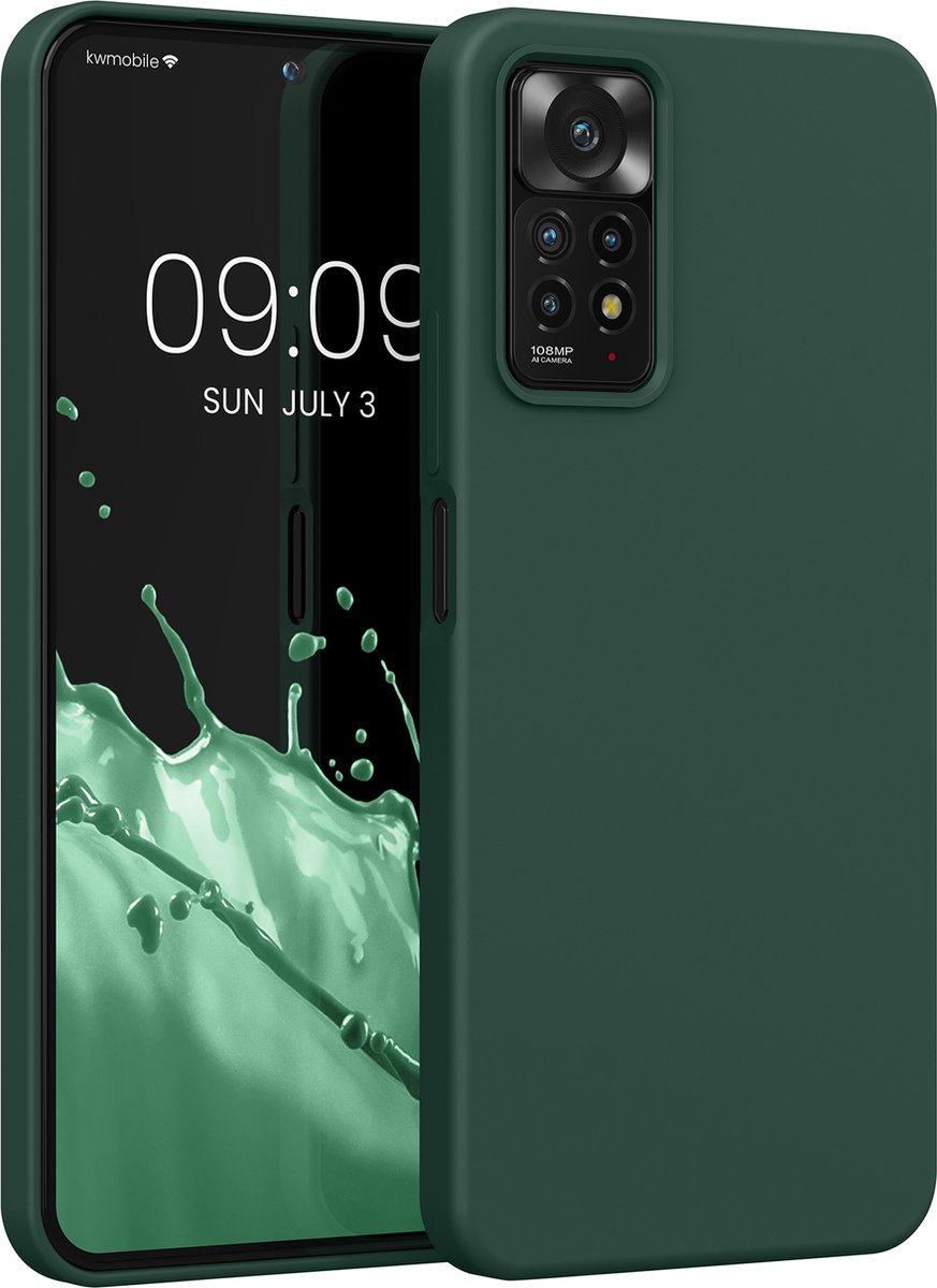 kwmobile telefoonhoesje geschikt voor Xiaomi Redmi Note 11 Pro / Note 11 Pro (5G) / Note 12 Pro (4G) - Hoesje met siliconen coating - Smartphone case in mosgroen