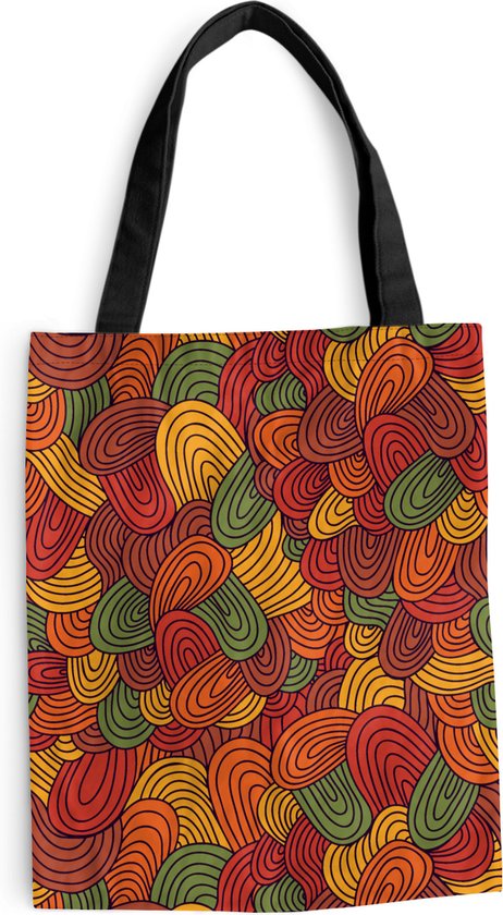 MuchoWow® Schoudertas - Strandtas - Big Shopper - Boodschappentas - Abstract - Boho - Patronen - Herfst - 40x50 cm - Katoenen tas