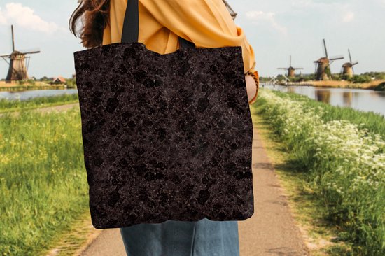 Sac Bandoulière - Sac De Plage - Shopper Granite - Zwart - Motifs - 40x40 cm - Sac Coton