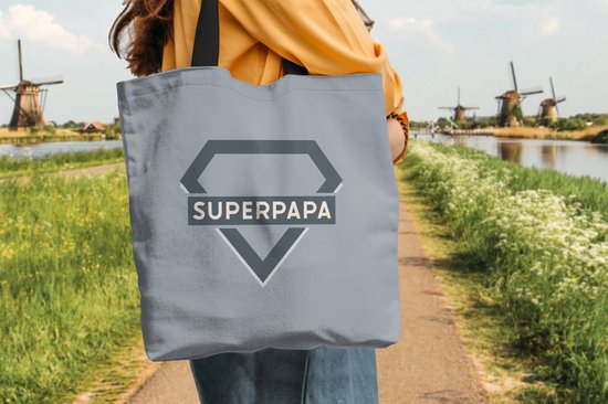 Sac bandoulière - Sac de plage - Shopper Quotes - Superpapa - Proverbes - Vaderdag - 45x45 cm - Sac en coton