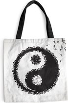 Sac bandoulière - Sac de plage - Shopper Une illustration d'un logo Yin et Yang composé de notes de musique - 45x45 cm - Sac en coton