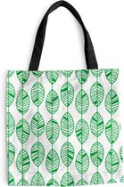 MuchoWow® Schoudertas - Strandtas - Big Shopper - Boodschappentas - Patroon - Blad - Groen - 45x45 cm - Katoenen tas