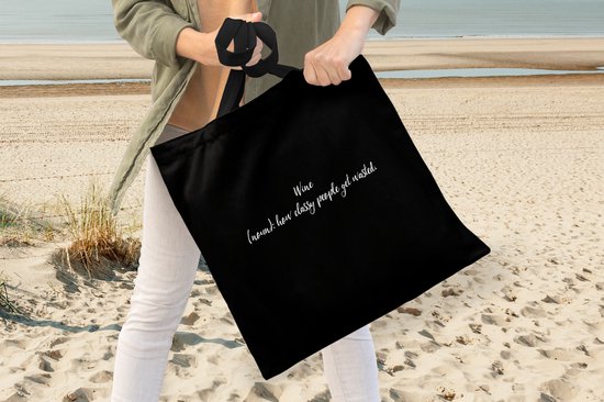 Sac à Bandoulière - Sac de Plage - Citations Shopper - Proverbes - Vin - Dictionnaire - Définition du Vin - 40x40 cm - Sac en Coton
