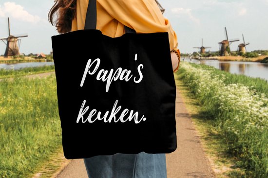 MuchoWow® Sac à bandoulière - Sac de plage - Big Shopper - Sac de courses - Citations - Dictons - Papa - Cuisine de papa - Père - 45x45 cm - Sac en coton