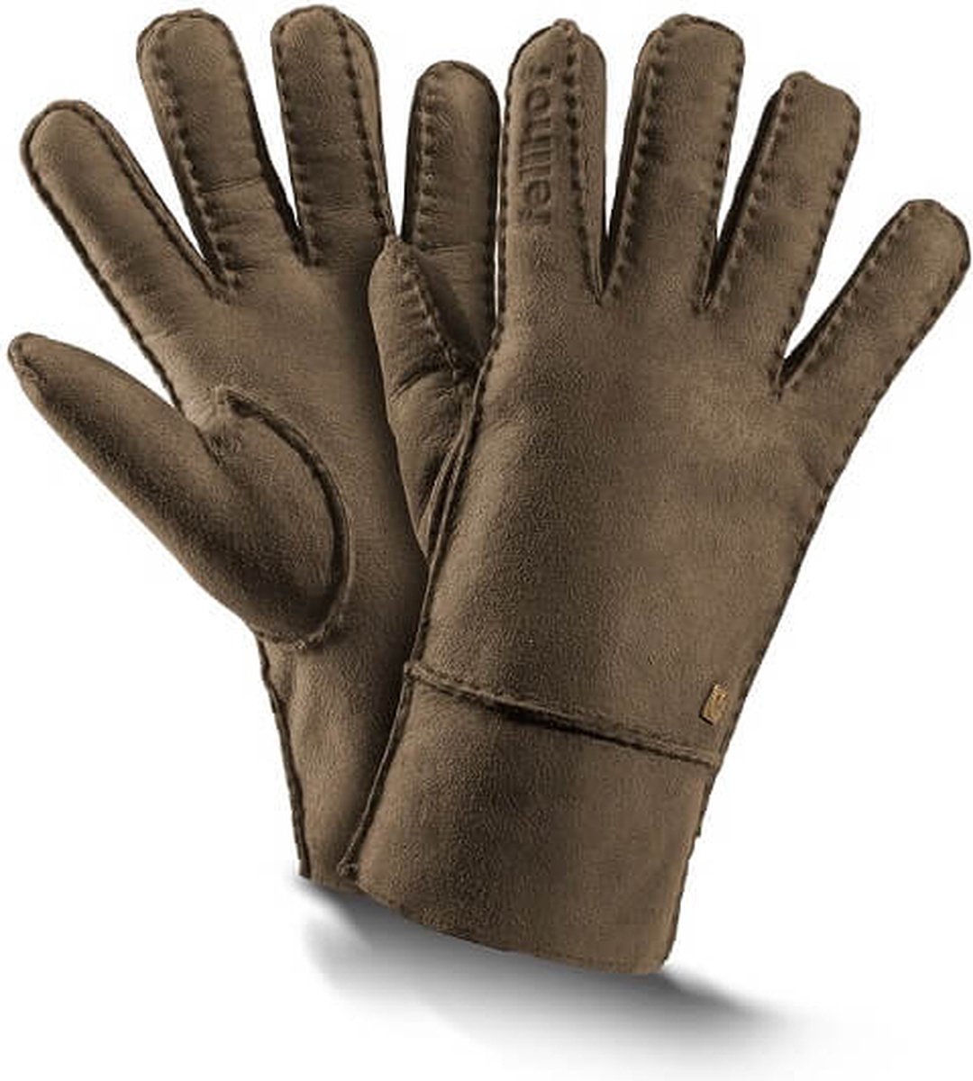 Fellhof Trend warme handschoenen winter dames en heren maat 9 - walnoot - lamswol - lamsleder - gevoerd