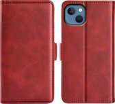 iPhone 14 Hoesje - MobyDefend Luxe Wallet Book Case (Sluiting Zijkant) - Rood - GSM Hoesje - Telefoonhoesje Geschikt Voor iPhone 14