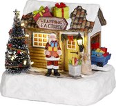 LuVille Kerstdorp Miniatuur Inpakfabriek - L16,5 x B13 x H14 cm