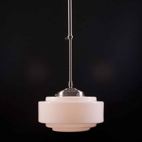 Art deco hanglamp Cambridge | Ø 30cm | opaal wit | glas | staal | pendel lang verstelbaar | woonkamer / eettafel | gispen / retro / jaren 30