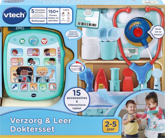 VTech Verzorg & Leer Doktersset - Educatief Speelgoed - Inclusief 15 accessoires - met Gezongen Liedjes - Sint Cadeau - 2 tot 5 Jaar