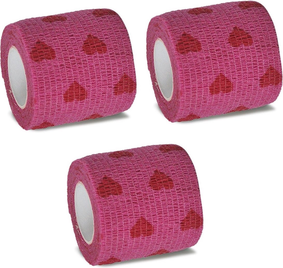 3 Stuks Sporttape – Pink Love – Viscose 5 cm – Blessure Tape – Flexibel & Extra Stevig