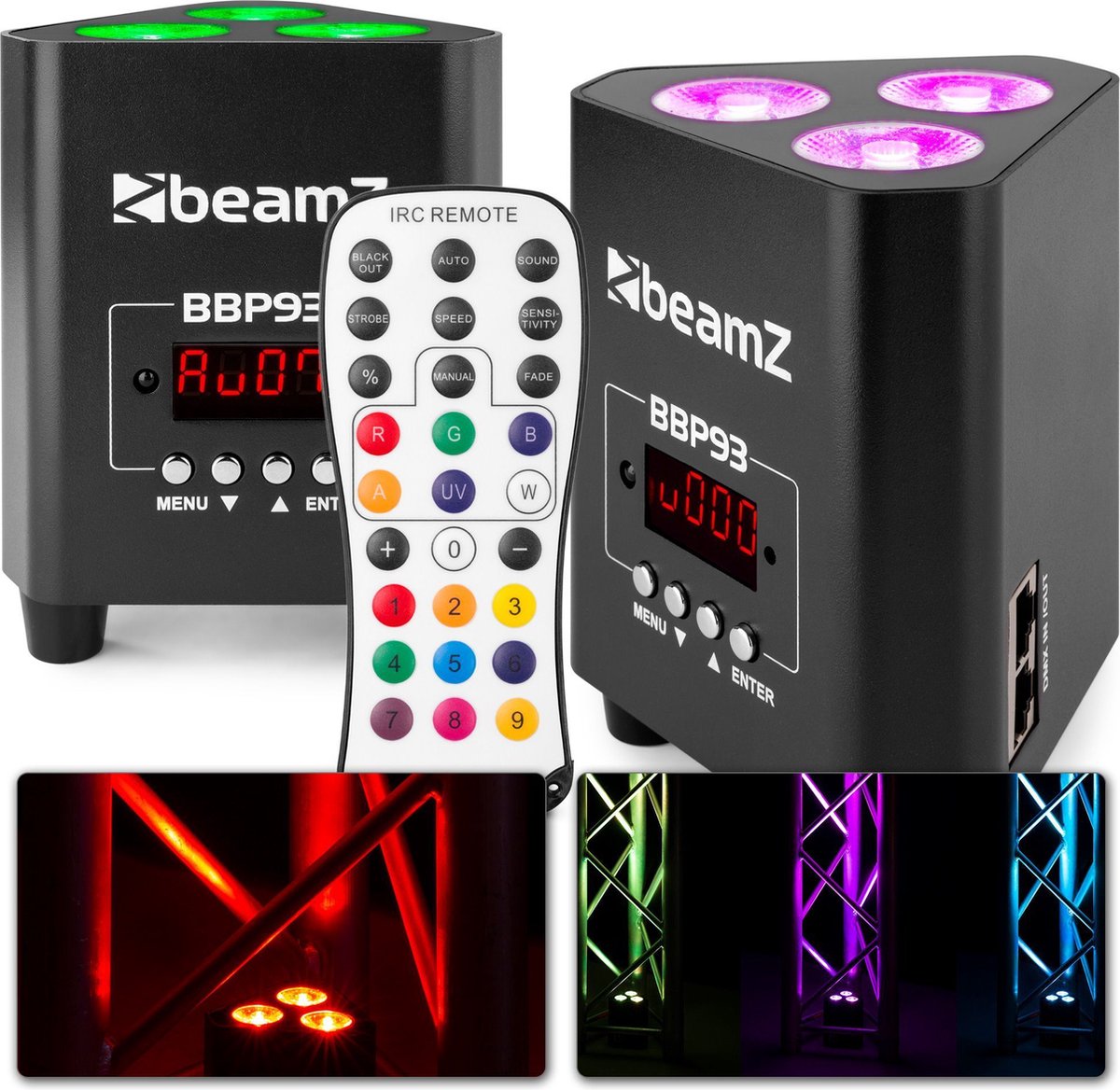 Uplighter LED - BeamZ BBP93 - Set van 2 Uplights met 3x 10W LED's per spot