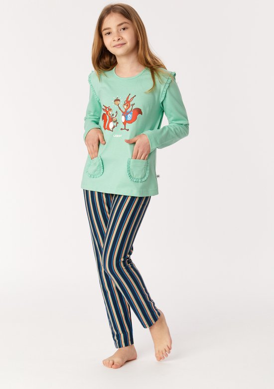 Woody pyjama meisjes - groen - eekhoorn - 222-1-PLG-S/718 - maat 104