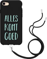 iPhone SE 2020 Hoesje met Koord Zwart Alles Komt Goed - Designed by Cazy
