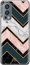 Casimoda® hoesje - Geschikt voor OnePlus Nord 2 - Marmer Triangles - TPU - Backcover - Multi - Marmer