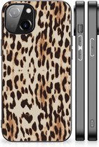 Telefoonhoesje Geschikt voor iPhone 14 TPU Silicone Hoesje met Zwarte rand Leopard