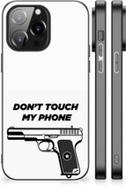 Telefoonhoesje iPhone 14 Pro Max Back Case Siliconen Hoesje met Zwarte rand Pistol Don't Touch My Phone