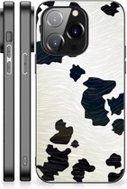 GSM Hoesje iPhone 14 Pro Silicone Hoesje met Zwarte rand Koeienvlekken