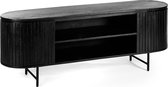 Steampunk - TV-meubel - 155cm - acacia - zwart - 2 deuren - 2 nissen - staal - zwart