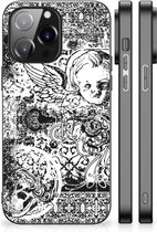 Silicone Back Case iPhone 14 Pro Max Telefoon Hoesje met Zwarte rand Skulls Angel