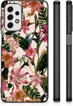 Leuk TPU Back Case Geschikt voor Samsung Galaxy A23 Telefoon Hoesje met Zwarte rand Bloemen