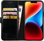 Rosso Element Book Case Wallet Hoesje Geschikt voor Apple iPhone 14 Plus | Portemonnee | 3 Pasjes | Magneetsluiting | Stand Functie | Zwart
