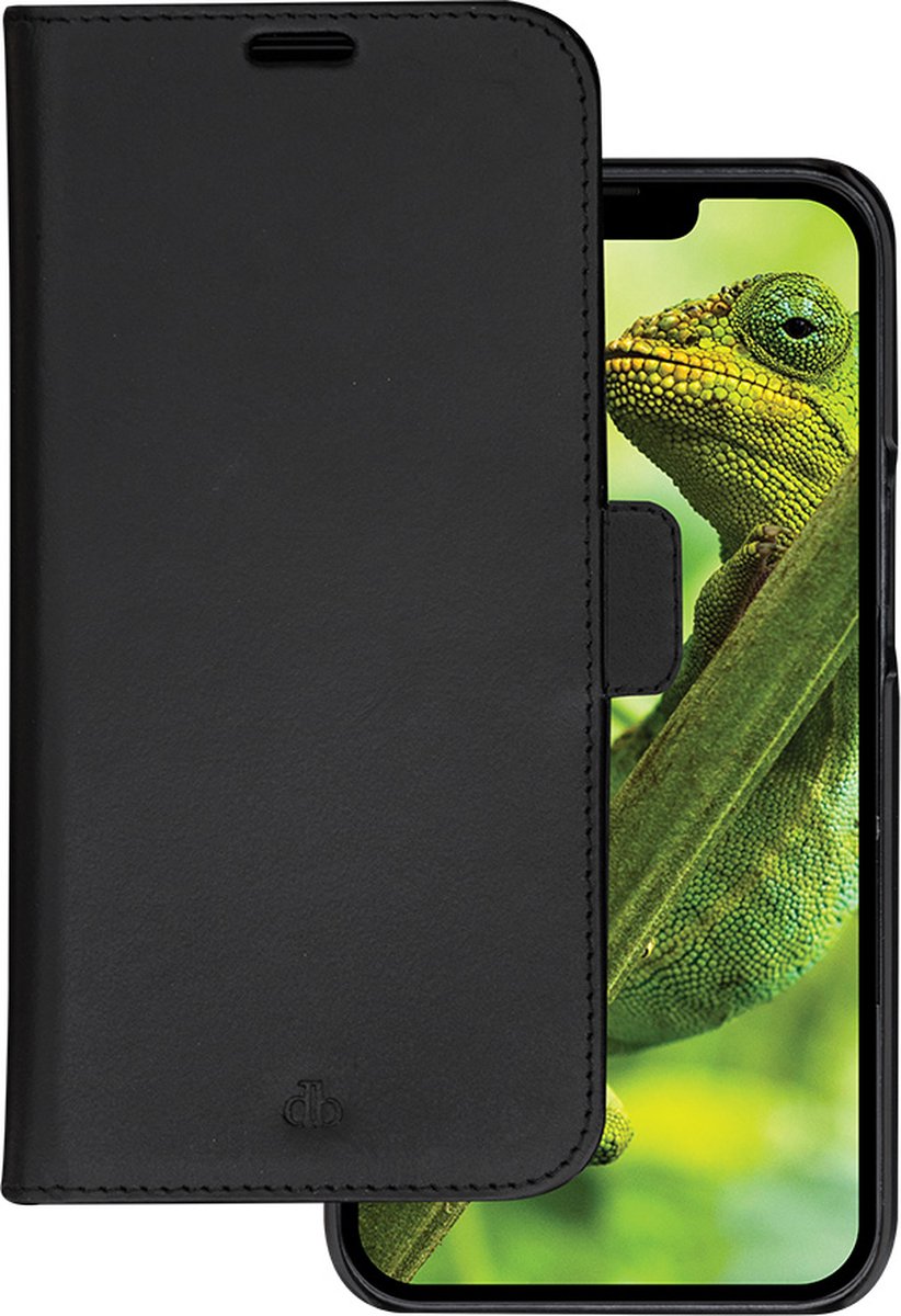 iPhone 14 Pro Max Bookcase hoesje - dbramante1928 - Effen Zwart - Leer