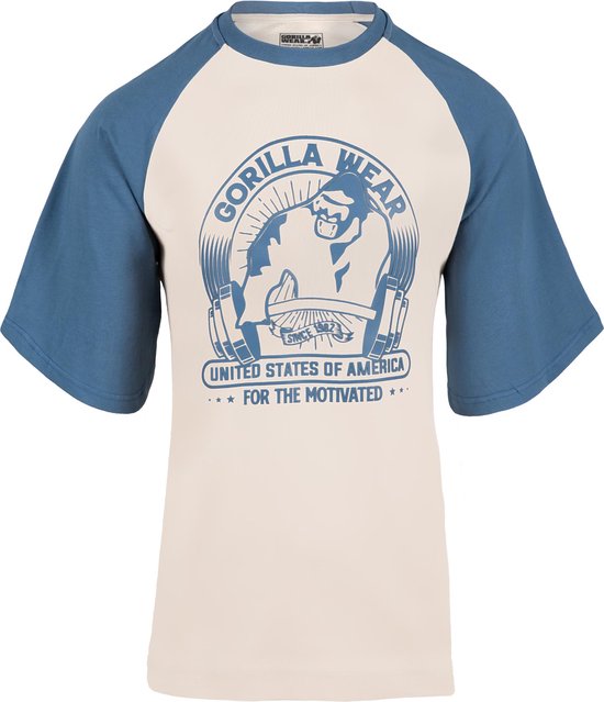 Gorilla Wear - Logan Oversized T-Shirt - Beige/Blauw - 3XL
