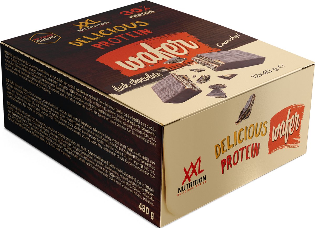 Goedkoopste XXL Nutrition - Delicious Protein Wafer - Proteďne Wafelmix, Eiwit Snacks - Chocolade - 12 pack